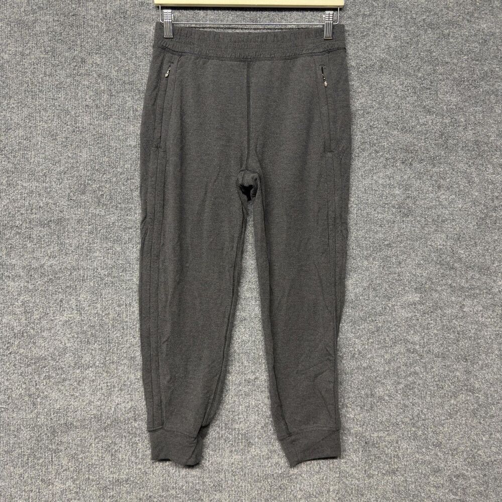 Lululemon Jogger Leggings Womens 6 Gray Knit Zip Pocket Cuffed Ankle Yoga 28x25